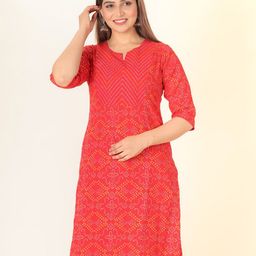 Aramya Bandhani Printed Regular Cotton Straight Kurta-58