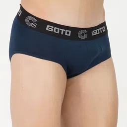 GOTO Mid-Rise Hipster Briefs COTTON BLENDED BRIEF OUTER ELASTIC BLUE image 4