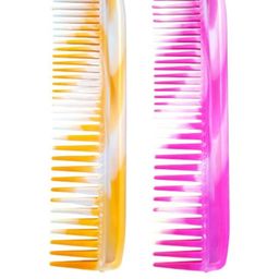 22 cm Pink & Yellow Dual Tooth Design Durable Pack Of 2 Styling Comb-25