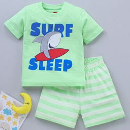 Babyhug Short Sleeves Cotton Shorts Set HD Print - Green-image-5