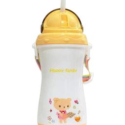 Chinmay Kids Opaque Soft Straw Sipper White Anti-Spill Sippy Cup with Adjustable Strap for Baby & Kids Water Bottle Juice Sipper BPA Free 350 ml Yellow-18