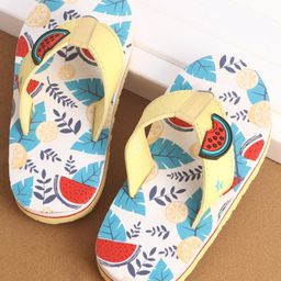 Cute Walk Slip On Style Watermelon Graphic & Applique Flip Flops - Yellow-image-83