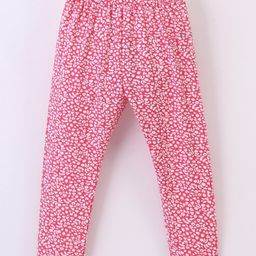 Fido Single Jersey Cotton Knit Full Length Leggings Floral Print - Pink-image-41