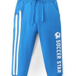 Babyhug Cotton Looper Knit Full Length Lounge Pant Soccer Ball Print - Blue-image-25