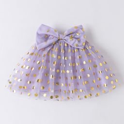 Kookie Kids Above Knee Length Polka Dots Printed Skirt with Bow - Purple-image-95