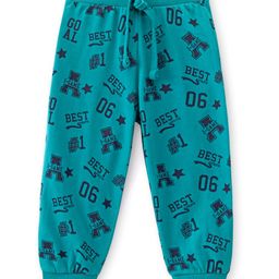 Babyhug Cotton Knit Full Length Lounge Pant with Text Print - Green-picture-19