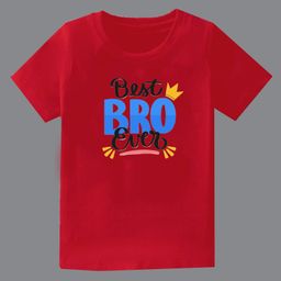 KAVEE Pure Cotton Rakhi Theme Half Sleeves Best Bro Ever Text Printed Tee - Red-picture-17