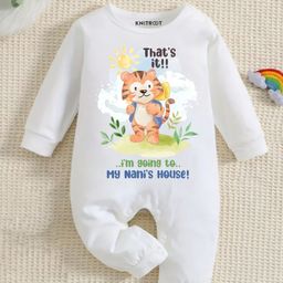 KNITROOT Nani Theme Cotton Full Sleeves I Am Going NaniS House Text Printed Romper - White-image-22