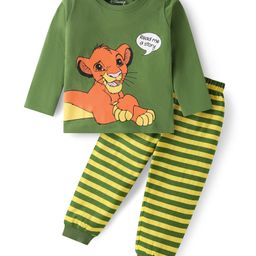 Babyhug Disney Single Jersey Knit Full Sleeves Night Suit with Lion King Graphics - Green-picture-27