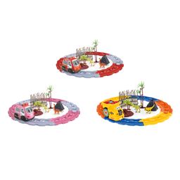 NEGOCIO Cute B/O Electric Music Car Track Dinosaur Land Diy Engineering Vehicle Ambulance Track Track Rail Slot Toy Set For Kids- PACK OF 1- COLOR MAY VARY-image-80