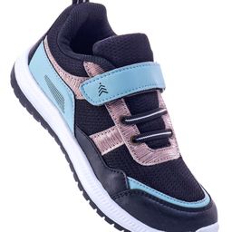 Pine Kids Velcro Closure Sports Shoes with Stripes - Black & Gold-image-48