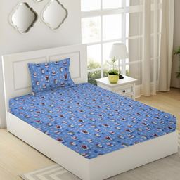 RRC Super Soft 120 TCCartoon PrintedCotton Single Bedsheet With 1 Pillow Cover- Blue-picture-15