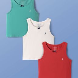 Pine Kids Cotton Lycra Knit sleeveless Solid Colour Vests Pack Of 3 (Colour May Vary)-image-70