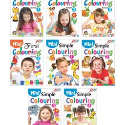 Mini Colouring Books, First, Simple, Set of 8 Books - English-5