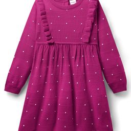 Babyhug Knit Full Sleeves Woolen Dress with Polka Dot Design - Dark Pink-image-83