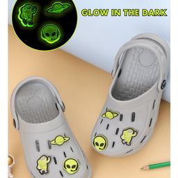 Yellow Bee Solid Perforated Clogs With Alien & Space Charms - Grey-picture-44