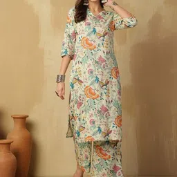 TOULIN Women Floral Printed Cotton Kurta with Palazzo-picture-55