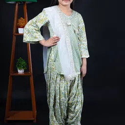 BEBE UNICORN Girls Floral Printed Regular Gotta Patti Pure Cotton Kurta with Salwar & With Dupatta-picture-37