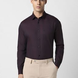 V Dot Slim Fit Self Design Pure Cotton Formal Shirt-image-49