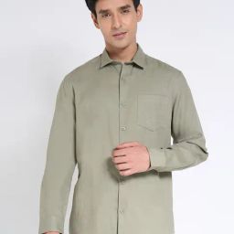 Peregrine By Pantaloons Grey Cotton Regular Fit Self Pattern Shirt-picture-13