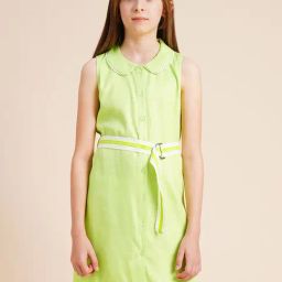 VERO MODA GIRL Sharp Green Solid Shirt Dress With Belt-image-75