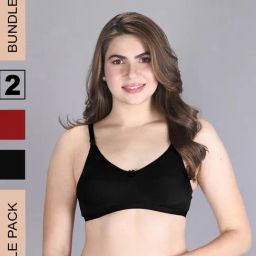 Lux Venus Red & Black Full Coverage Non-Wired Bra With Adjustable Strap - Pack of 2-picture-8