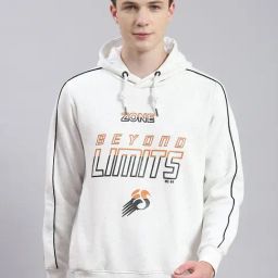 Monte Carlo Ecru Regular Fit Printed Hooded Sweatshirt-20