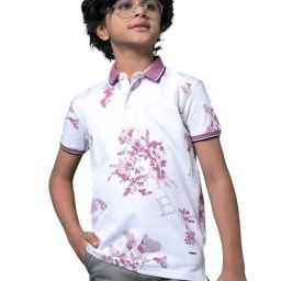 Crimsoune Club Boys Purple Slim Fit Floral Print T-Shirt-image-42