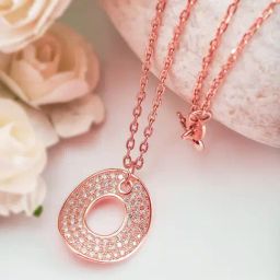 Silberry 92.5 Sterling Silver Rose Gold Shield Necklace-picture-6