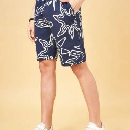 YU by Pantaloons Navy Regular Fit Printed Shorts-picture-37