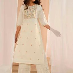 Libas Off-White Cotton Embroidered Straight Kurta-61
