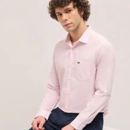 The Bear House Pink Cotton Tailored Fit Solid Formal Shirt-image-63