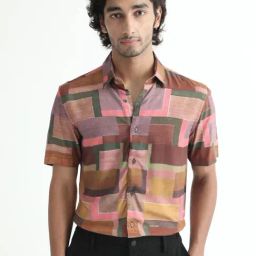 Rare Rabbit Yellow Regular Fit Abstract Shirt-image-69
