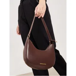 Styli Women's Brown Half Moon Shape Bag with Zip Closure-picture-44