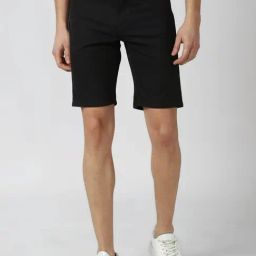 Peter England Black Regular Fit Texture Denim Shorts-picture-45