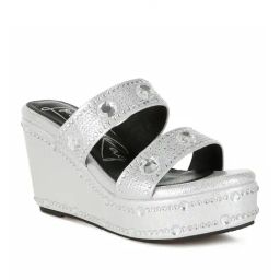 London Rag Women's Silver Ethnic Wedges-image-14