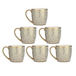 Clay Craft Green & Golden Ceramic Cups (0.18 L) - Set of 6 image 3
