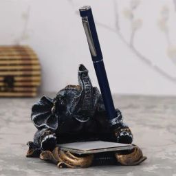 eCraftIndia elegant elephant polyresin black visiting card holder-image-28