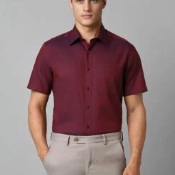 Louis Philippe Maroon Regular Fit Texture Shirt-image-54