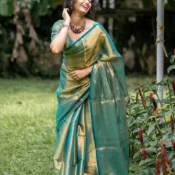 Suta Teal Solid Saree Without Blouse-picture-27