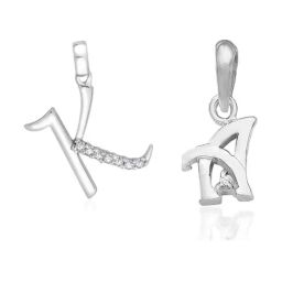 Taraash 92.5 Sterling Silver 'K' & 'A' Initial Letter Couple Pendants-image-82
