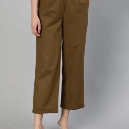 Jaipur Kurti Olive Straight Fit Pleated Pants-image-38