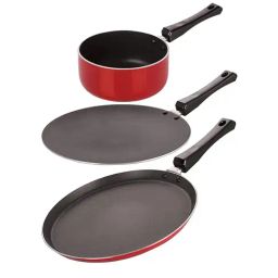 Nirlon Red Aluminium Non-Stick Coating Cookware Set of 3-image-18