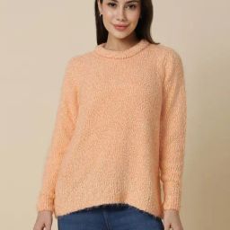 Allen Solly Peach Self Pattern Sweater-picture-18