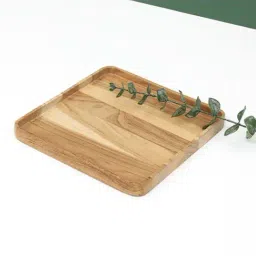 ICRAFT Quad Brown Teak Wood Square Platter-13
