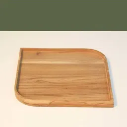 ICRAFT Folio Brown Teak Wood Square Platter-14