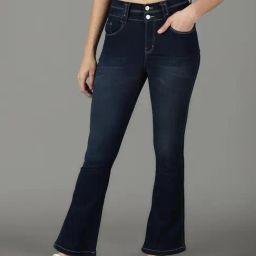 SHOWOFF Navy Relaxed Fit High Rise Jeans-image-78