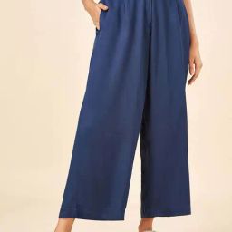 Akkriti by Pantaloons Navy Plain Palazzos-image-74