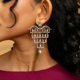 Shaya 925 Oxidized Silver Zor Shor Earrings-image-2