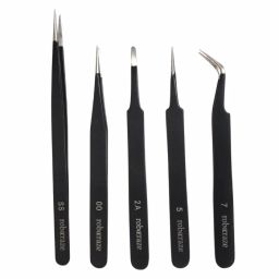 Black Epoxy Coated Tweezer Set of 5 (SS,OO,2A,5,7)-10